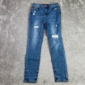 Judy Blue Jeans Women's 7/28 Blue Skinny High Rise Dark Denim Distressed